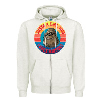Oatmeal Heather Retro Sunset Just A Girl Who Loves Bigfoot Zipper Hoodie - artisFamous
