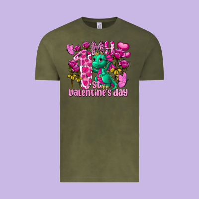 My First Valentine's Day Dragon Vintage Tee Designed By Fadigitalartstudio
