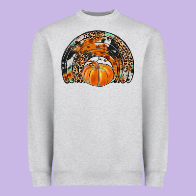 Western Pumpkin Fall Rainbow Heavyweight Sweatshirt Designed By Jahusdesignshop