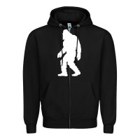 Black bigfoot walking silhouette Zipper Hoodie - artisFamous