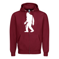 Burgundy bigfoot walking silhouette Zipper Hoodie - artisFamous