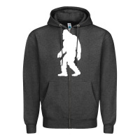 Charcoal Heather bigfoot walking silhouette Zipper Hoodie - artisFamous