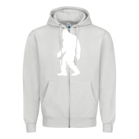 Dove Grey bigfoot walking silhouette Zipper Hoodie - artisFamous