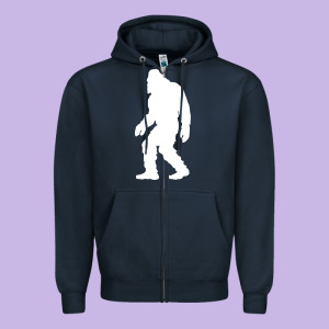 Bigfoot Walking Silhouette Zipper Hoodie Designed By Artisfamous