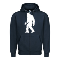 Navy bigfoot walking silhouette Zipper Hoodie - artisFamous