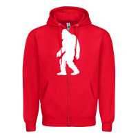Red bigfoot walking silhouette Zipper Hoodie - artisFamous