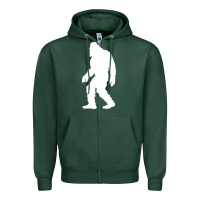 Sports Green bigfoot walking silhouette Zipper Hoodie - artisFamous