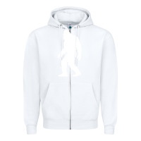 White bigfoot walking silhouette Zipper Hoodie - artisFamous