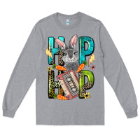 Heather Grey Western hip hop Bunny Easter Day Long Sleeve Tee - LillyAllenDesigns