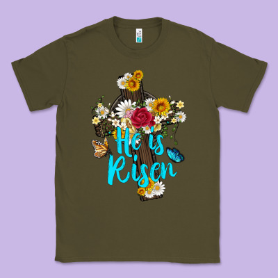 He Is Rısen With Cross And Butterfly Classic Tee Designed By Artiststas