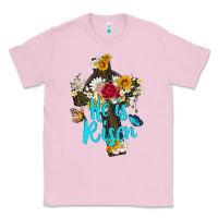 Bubblegum Pink he is rısen with cross and butterfly Classic Tee - Artiststas