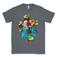 Charcoal Heather he is rısen with cross and butterfly Classic Tee - Artiststas