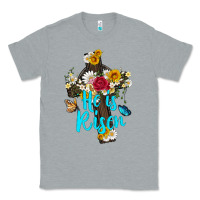 Heather Grey he is rısen with cross and butterfly Classic Tee - Artiststas
