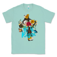 Seafoam he is rısen with cross and butterfly Classic Tee - Artiststas
