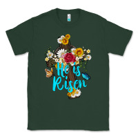 Sports Green he is rısen with cross and butterfly Classic Tee - Artiststas