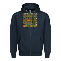 Navy cactus gemstone coaster Zipper Hoodie - JahusDesignShop