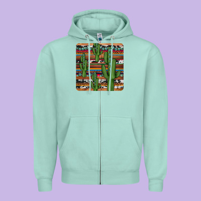 Cactus Gemstone Coaster Zipper Hoodie Designed By Jahusdesignshop