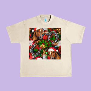 Christmas Horse Leopard Urban Heavy Tee Designed By Fadigitalartstudio