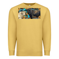 Antique Gold Charolais and black angus bull with sunflower and leopard Premium Sweatshirt - RanaPortraitStore