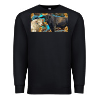 Black Charolais and black angus bull with sunflower and leopard Premium Sweatshirt - RanaPortraitStore