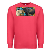 Cardinal Charolais and black angus bull with sunflower and leopard Premium Sweatshirt - RanaPortraitStore