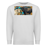 Dove Grey Charolais and black angus bull with sunflower and leopard Premium Sweatshirt - RanaPortraitStore