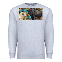 Heather Grey Charolais and black angus bull with sunflower and leopard Premium Sweatshirt - RanaPortraitStore