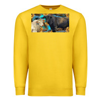 Lemon Charolais and black angus bull with sunflower and leopard Premium Sweatshirt - RanaPortraitStore