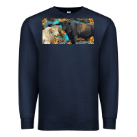 Navy Charolais and black angus bull with sunflower and leopard Premium Sweatshirt - RanaPortraitStore