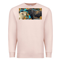 Pale Pink Charolais and black angus bull with sunflower and leopard Premium Sweatshirt - RanaPortraitStore