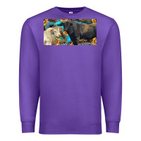 Purple Charolais and black angus bull with sunflower and leopard Premium Sweatshirt - RanaPortraitStore