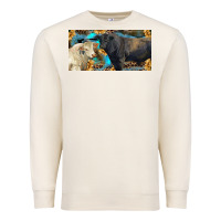Sandshell Charolais and black angus bull with sunflower and leopard Premium Sweatshirt - RanaPortraitStore