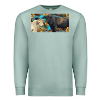 Seafoam Charolais and black angus bull with sunflower and leopard Premium Sweatshirt - RanaPortraitStore