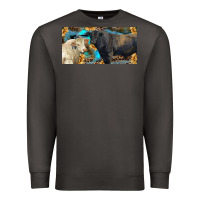 Smoke Charolais and black angus bull with sunflower and leopard Premium Sweatshirt - RanaPortraitStore