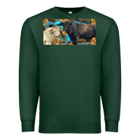 Sports Green Charolais and black angus bull with sunflower and leopard Premium Sweatshirt - RanaPortraitStore