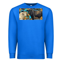 True Royal Charolais and black angus bull with sunflower and leopard Premium Sweatshirt - RanaPortraitStore