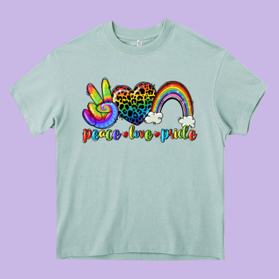 Peace Love Pride Heavy Core Tee Designed By Cowgirlartshop