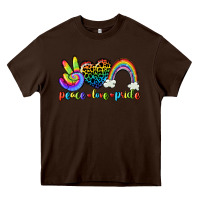 Chocolate Brown Peace love pride Heavy Core Tee - CowGirlArtShop