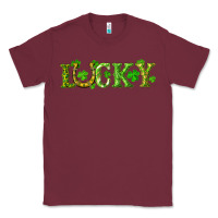 Burgundy st. patrick's day lucky with clovers and horseshoe Classic Tee - RanaPortraitStore
