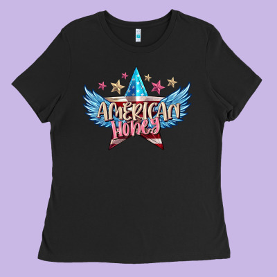 American Honey 4th Of July Ladies Tee Designed By Fadigitalartstudio