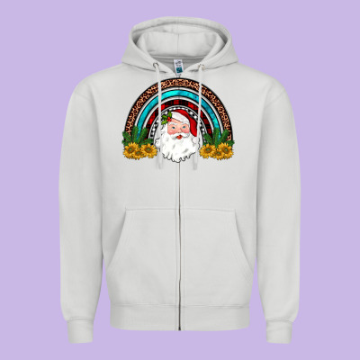 Santa Rainbow Zipper Hoodie Designed By Jahusdesignshop