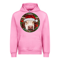 Fuchsia Pink Hereford Cow Christmas Urban Hoodie - RanaPortraitStore