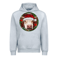 Heather Grey Hereford Cow Christmas Urban Hoodie - RanaPortraitStore