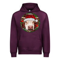 Mauve Wine Hereford Cow Christmas Urban Hoodie - RanaPortraitStore
