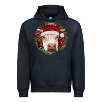 Navy Hereford Cow Christmas Urban Hoodie - RanaPortraitStore