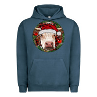 Pigment Midnight Navy Hereford Cow Christmas Urban Hoodie - RanaPortraitStore