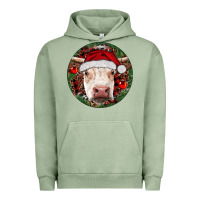 Pigment Oil Green Hereford Cow Christmas Urban Hoodie - RanaPortraitStore