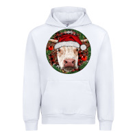 White Hereford Cow Christmas Urban Hoodie - RanaPortraitStore