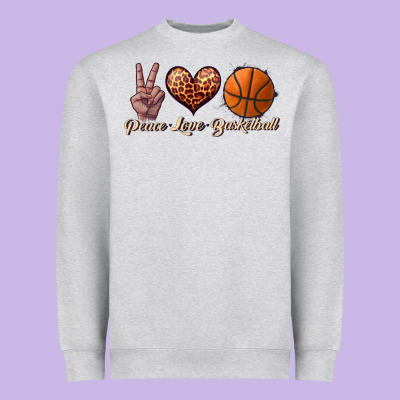 Peace Love Basketball Heavyweight Sweatshirt Designed By Jahusdesignshop