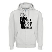 Dove Grey kill your television Zipper Hoodie - artisFamous
